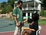 Busty Ahley Evans Wild Sex On Tennis Court Outside With A Younger Neighbor